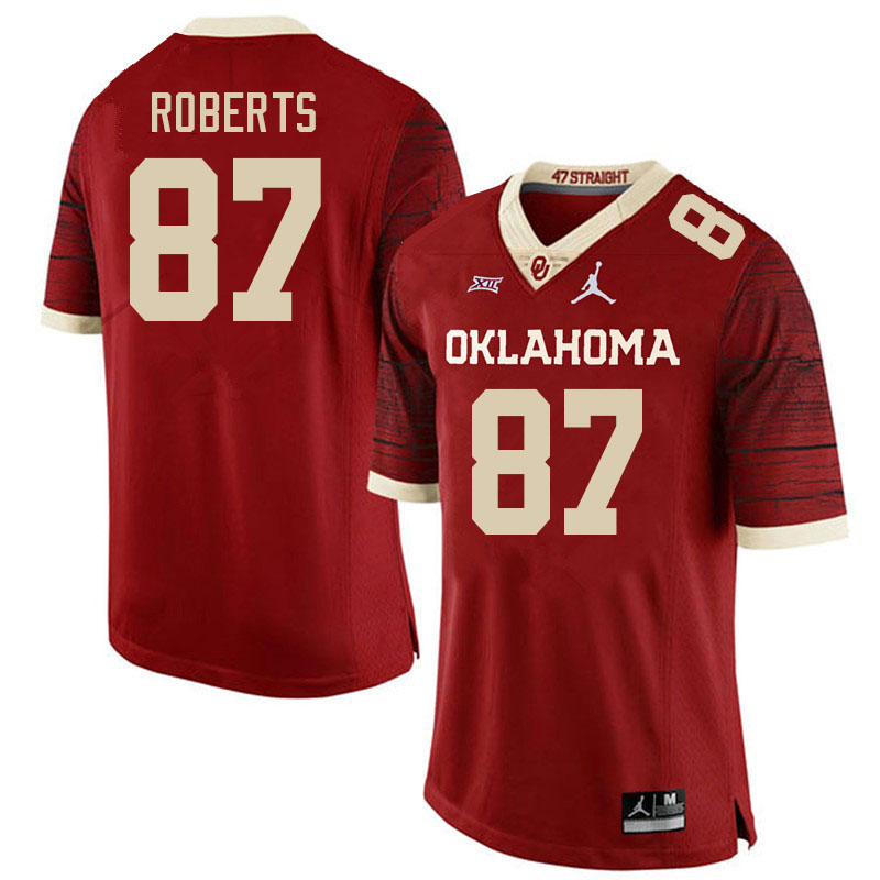 Men #87 Jake Roberts Oklahoma Sooners College Football Jerseys Stitched-Retro